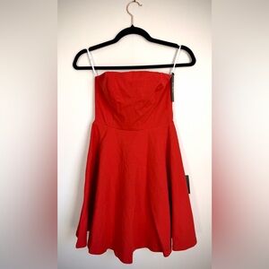 Lulus Red Strapless Fit & Flare Skater Dress XS NWT